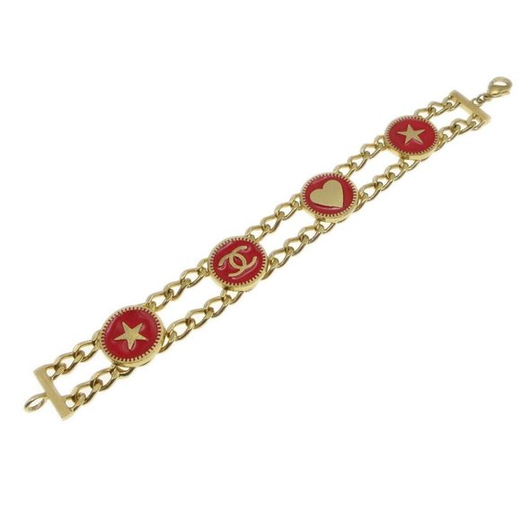 CHANEL CC Logos Charm Bracelet Gold-plated 01P France - Picture 1 of 4